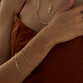 Bead Chain Twisted and Large Rectangular Chain Sterling Silver Bracelet Set